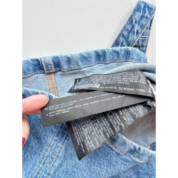 ZARA Medium Blue Cotton Denim Lace Up Back Mini Dress, Size M - Picture 10 of 13